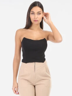 Top Bustier -Chemisier Gilet Soldes Boutique S19 12787 BLK 4