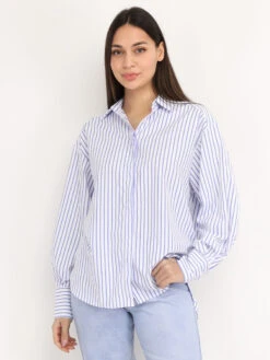 Chemise Asymétrique à Rayures -Chemisier Gilet Soldes Boutique S20 12689 1 WHT 4