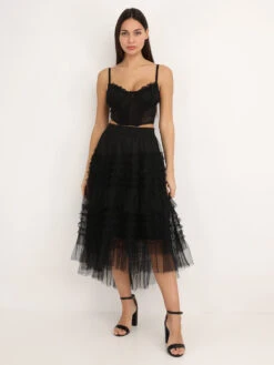 Corset à Dentelle Et Armatures -Chemisier Gilet Soldes Boutique S21 15213 BLK 3