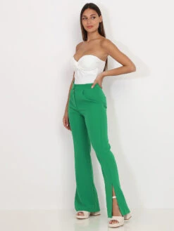 Pantalon Flare à Fentes -Chemisier Gilet Soldes Boutique S21 80215 GRN 3