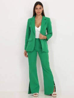 Pantalon Flare à Fentes -Chemisier Gilet Soldes Boutique S21 80215 GRN 4