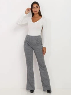 Pantalon Flare Rayé à Fente 6 Pantalon Flare Rayé à Fente -Chemisier Gilet Soldes Boutique S25 5794 GRY 3