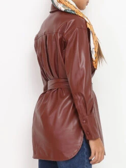 Surchemise En Simili Ceinturée -Chemisier Gilet Soldes Boutique S25 9147 BRW 3