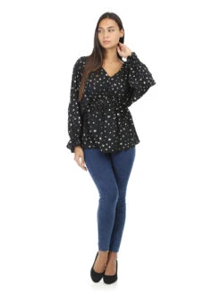 Blouse à Motifs -Chemisier Gilet Soldes Boutique S29 H3329 BLK 3