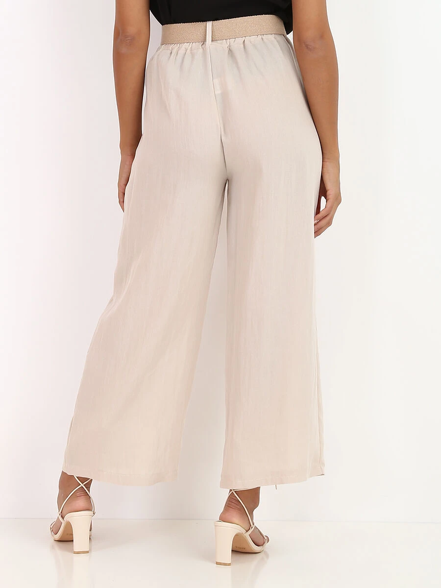 Pantalon Style Lin Avec Ceinture à Boucle 2 Pantalon Style Lin Avec Ceinture à Boucle – Image 2