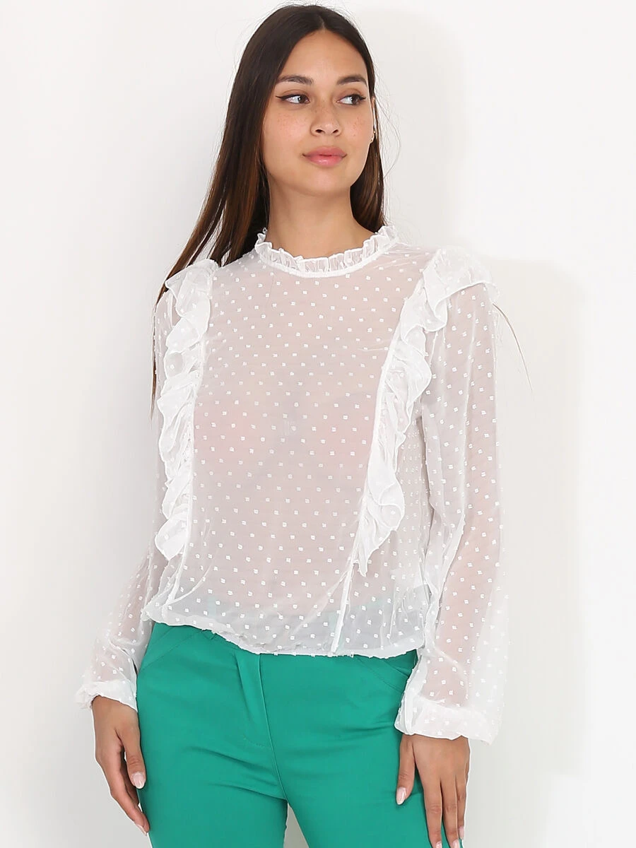 Blouse Plumetis à Volants 1 Blouse Plumetis à Volants