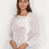Blouse Transparente Scintillante à Volants