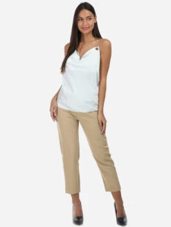 Caraco Satinée Col Bénitier -Chemisier Gilet Soldes Boutique T07 281 WHT 3