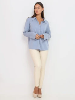 Gilet à Col Chemise -Chemisier Gilet Soldes Boutique T11 6106 LTBLU 3