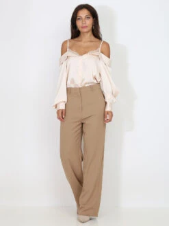 Chemise Satinée à Dentelle Et Bretelles -Chemisier Gilet Soldes Boutique T13 3926 BGE 5