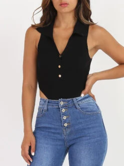 Body échancré à Col Polo