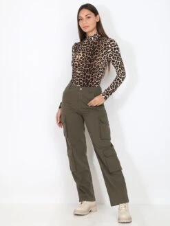 Body Moulant à Motif Léopard -Chemisier Gilet Soldes Boutique T18 22585 31 LEO 3