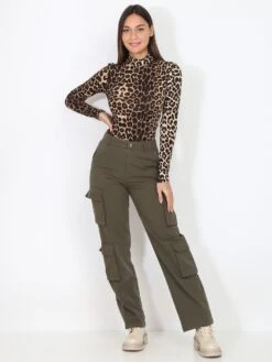 Body Moulant à Motif Léopard -Chemisier Gilet Soldes Boutique T18 22585 31 LEO 4