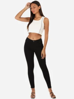 Crop Top Style Brassière à Bandes -Chemisier Gilet Soldes Boutique T19 R6015 WHT 3