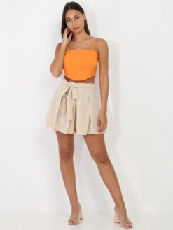 Crop-top Orange Style Corset à Surpiqûres Orange -Chemisier Gilet Soldes Boutique T25 5390 ORG 3