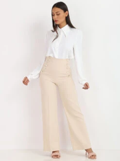 Pantalon Palazzo Style Officier -Chemisier Gilet Soldes Boutique T34 17789 BGE 3