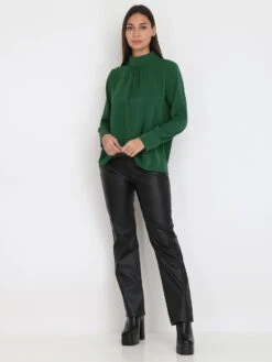 Blouse Boutonnée Au Dos -Chemisier Gilet Soldes Boutique U02 35762 GRN 3