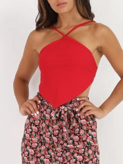 Top Côtelé Effet Bandana