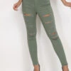 Jeans Kaki Skinny Destroy Kaki