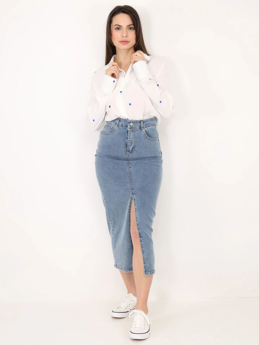 Chemise En Gaze De Coton Avec Cœurs Brodés 3 Chemise En Gaze De Coton Avec Cœurs Brodés – Image 3