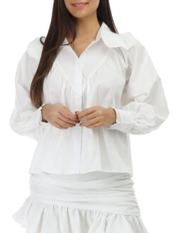 Chemise à Col Claudine Et Manches Bouffantes