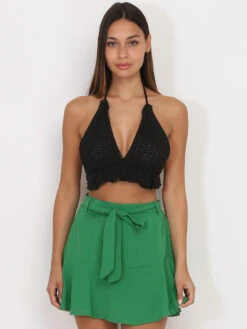 Crop Top En Crochet à Volants