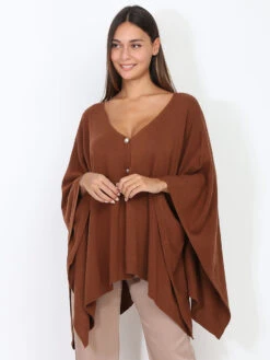 Poncho Style Gilet à Boutons Officiers