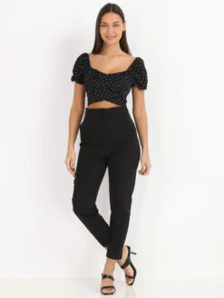 Top Court Froncé à Nouer -Chemisier Gilet Soldes Boutique U15 3518 BLK 4