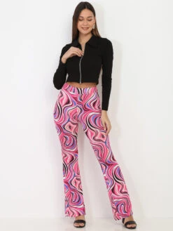 Pantalon évasé à Motif Rétro -Chemisier Gilet Soldes Boutique U19 Q12071 FSH 3