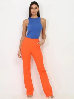 Pantalon Flare à Taille Haute -Chemisier Gilet Soldes Boutique U26 13232 ORG 3