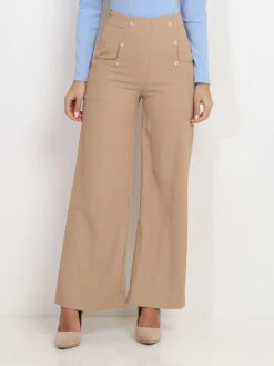 Pantalon évasé à Boutons Officier