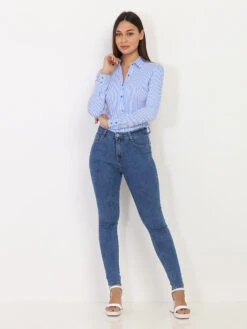 Chemise Rayée -Chemisier Gilet Soldes Boutique V05 AI 1906 LTBLU 3