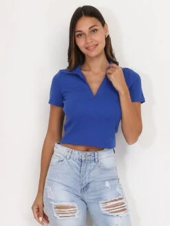 Top Style Polo à Col Décolleté