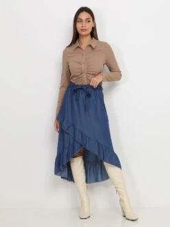 Chemisier Froncé Et Côtelé -Chemisier Gilet Soldes Boutique V17 0933 CML 3