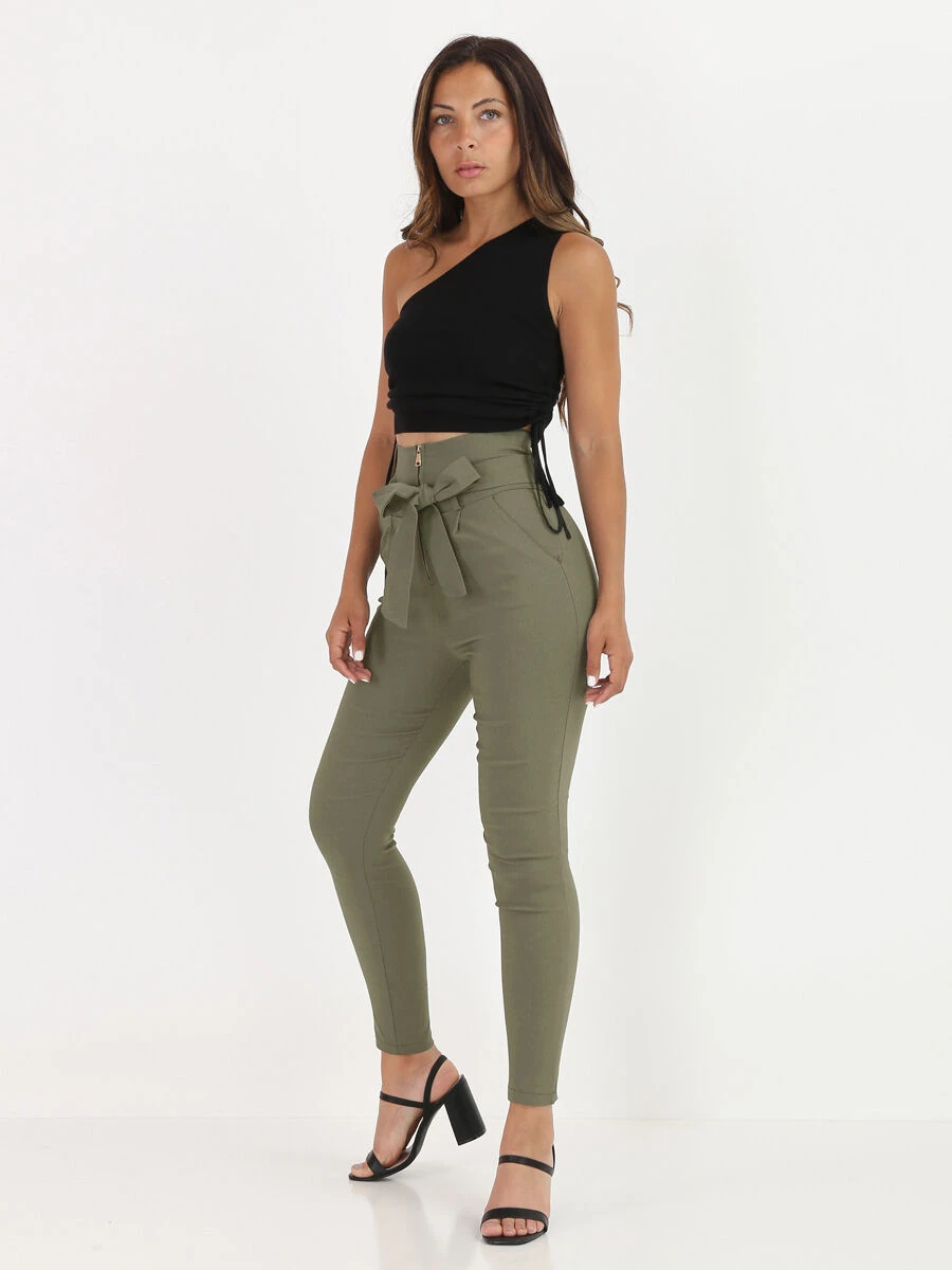 Pantalon Taille Haute à Zip Et Ceinture 3 Pantalon Taille Haute à Zip Et Ceinture – Image 3