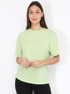 T-shirt En Coton -Chemisier Gilet Soldes Boutique W06 5103 1 LTGRN 3