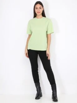 T-shirt En Coton -Chemisier Gilet Soldes Boutique W06 5103 1 LTGRN 4