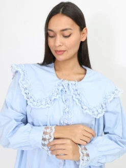 Chemisier à Col Claudine Brodé