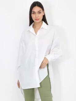 Chemise Asymétrique Ample -Chemisier Gilet Soldes Boutique W13 5039 ECRU 3