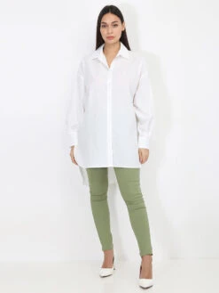 Chemise Asymétrique Ample -Chemisier Gilet Soldes Boutique W13 5039 ECRU 4