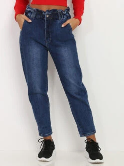 Jeans Droit élastique à La Taille