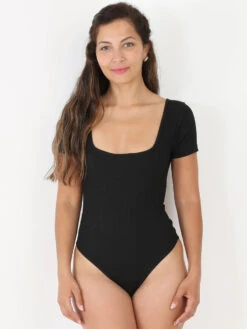 Body Moulant Noir à Encolure Carrée Noir