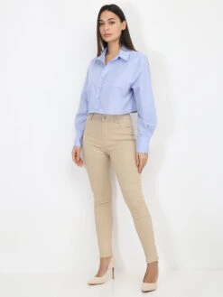 Chemise Cropped Et Ample -Chemisier Gilet Soldes Boutique W23 15180 LTBLU 3