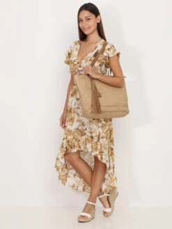 Top Froncé à Imprimé Printanier -Chemisier Gilet Soldes Boutique W23 3591 WHT 4