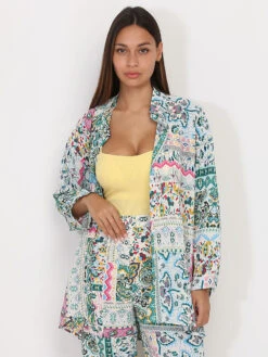 Chemise Oversize à Imprimé Patchwork