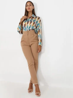 Pantalon à Pinces Plissé Et Boutonné