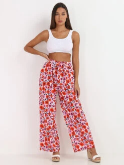 Pantalon Fluide à Fleurs -Chemisier Gilet Soldes Boutique X11 81137 WHT 3