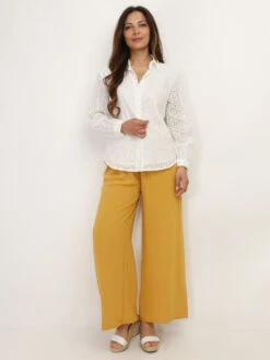 Chemise à Broderie Anglaise -Chemisier Gilet Soldes Boutique X16 01068 WHT 3