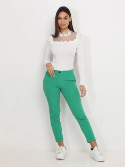 Top Avec Organza Et Broderie -Chemisier Gilet Soldes Boutique X25 CH8167 WHT 3