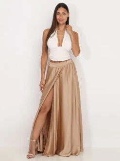 Crop-top Avec Décolleté échancrée -Chemisier Gilet Soldes Boutique Y04 2593 WHT 3